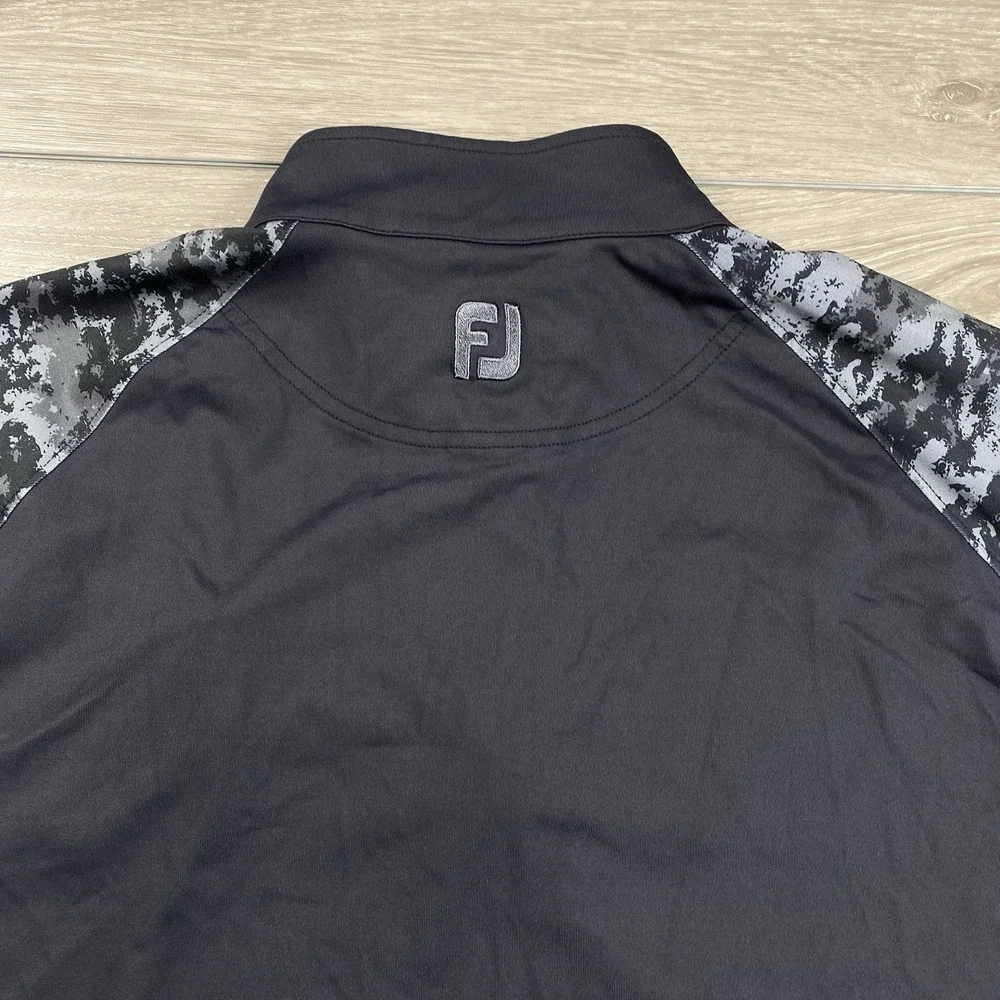 Footjoy Mens Athletic 1/4 Zip‎ Golf Pullover Black Grey Camouflage Large